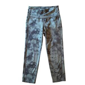 Athleta XS Tie-Dye Cropped Leggings Green Gray Mid Rise 743N